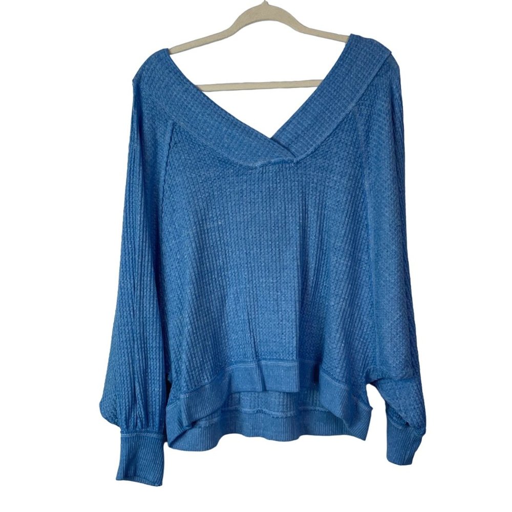 Free People We The Free Westend Thermal Top Blue Pockets Size M - Picture 4 of 7